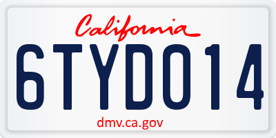 CA license plate 6TYD014