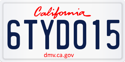 CA license plate 6TYD015