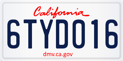 CA license plate 6TYD016