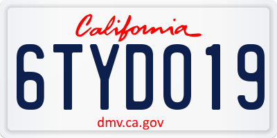 CA license plate 6TYD019
