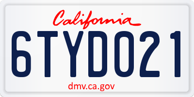 CA license plate 6TYD021