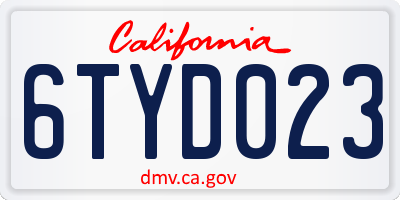 CA license plate 6TYD023