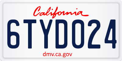 CA license plate 6TYD024