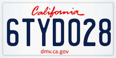CA license plate 6TYD028