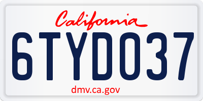 CA license plate 6TYD037