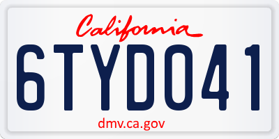 CA license plate 6TYD041
