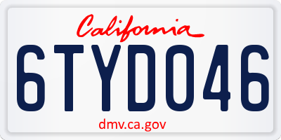 CA license plate 6TYD046