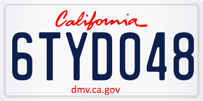 CA license plate 6TYD048