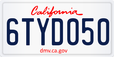 CA license plate 6TYD050