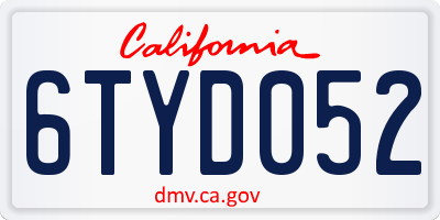 CA license plate 6TYD052