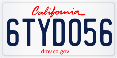 CA license plate 6TYD056