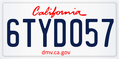 CA license plate 6TYD057