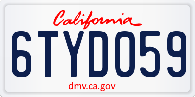 CA license plate 6TYD059