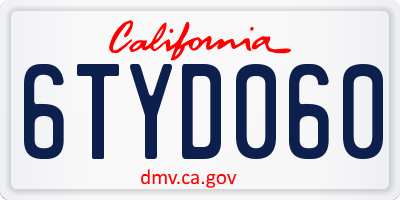 CA license plate 6TYD060