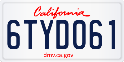 CA license plate 6TYD061
