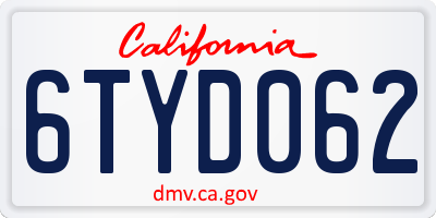CA license plate 6TYD062