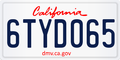 CA license plate 6TYD065