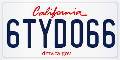 CA license plate 6TYD066
