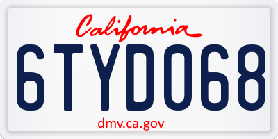 CA license plate 6TYD068