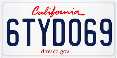 CA license plate 6TYD069