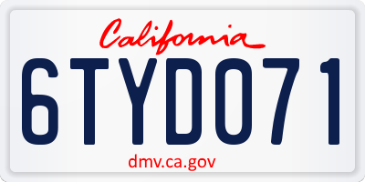 CA license plate 6TYD071