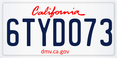 CA license plate 6TYD073