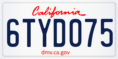 CA license plate 6TYD075