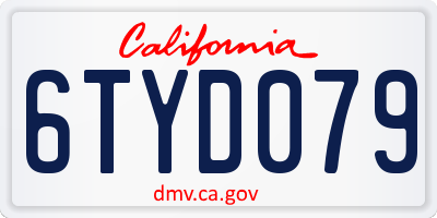 CA license plate 6TYD079