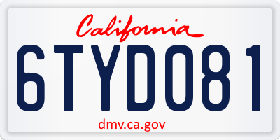 CA license plate 6TYD081
