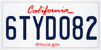 CA license plate 6TYD082