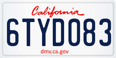 CA license plate 6TYD083