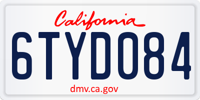 CA license plate 6TYD084
