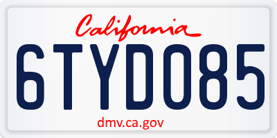 CA license plate 6TYD085