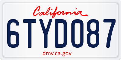CA license plate 6TYD087