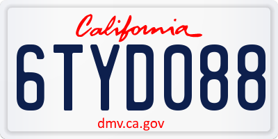 CA license plate 6TYD088