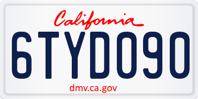CA license plate 6TYD090