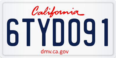 CA license plate 6TYD091