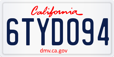 CA license plate 6TYD094