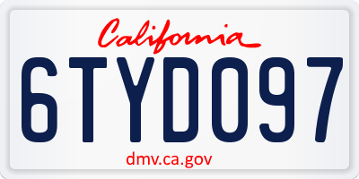 CA license plate 6TYD097