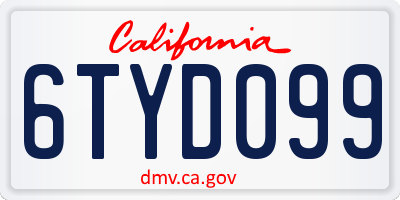 CA license plate 6TYD099