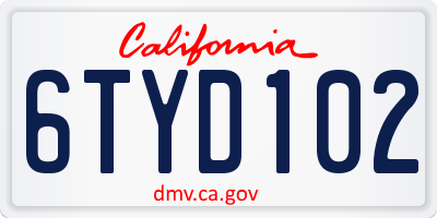 CA license plate 6TYD102