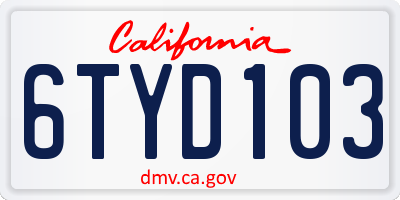 CA license plate 6TYD103