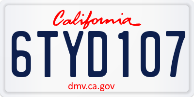 CA license plate 6TYD107