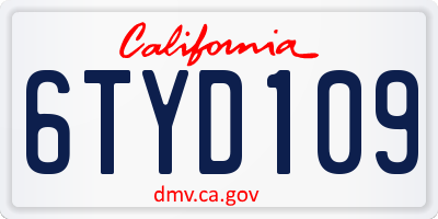 CA license plate 6TYD109