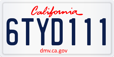 CA license plate 6TYD111