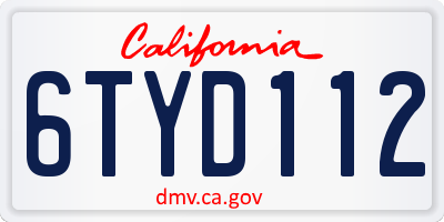 CA license plate 6TYD112