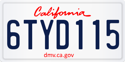 CA license plate 6TYD115