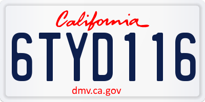 CA license plate 6TYD116