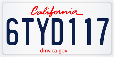 CA license plate 6TYD117