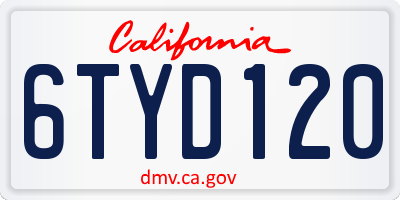 CA license plate 6TYD120